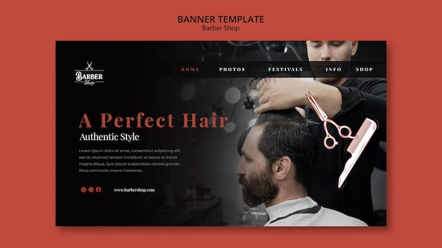 PSD grátis modelo de barbearia de design plano