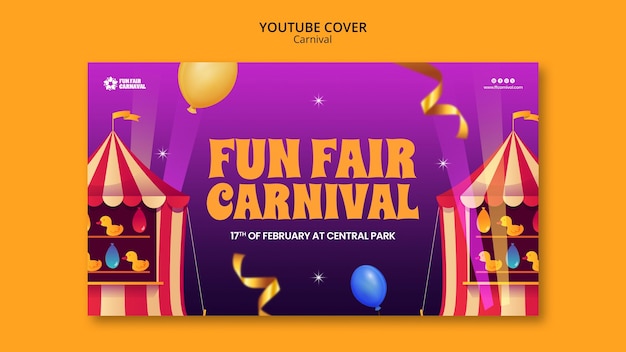 Modelo de capa de evento de carnaval no YouTube