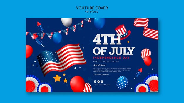 modelo de capa do youtube de 4 de julho