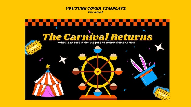 PSD grátis modelo de capa do youtube para a celebração do carnaval