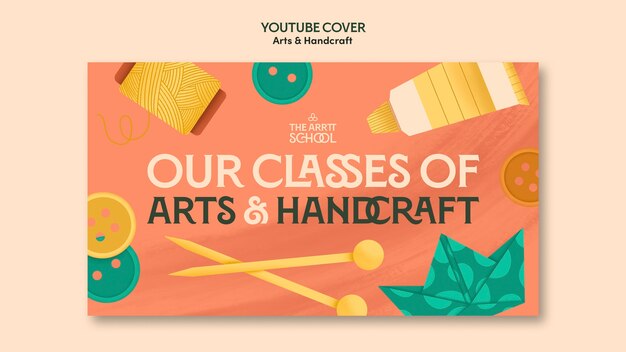 Modelo de capa do Youtube para aulas de artes e ofícios