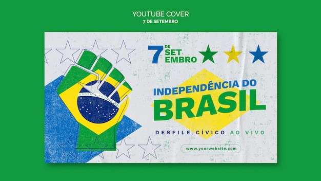 PSD grátis modelo de capa do youtube para comemoração do dia da independência do brasil