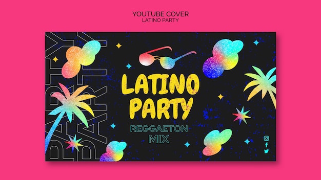 PSD grátis modelo de capa do youtube para festa latina