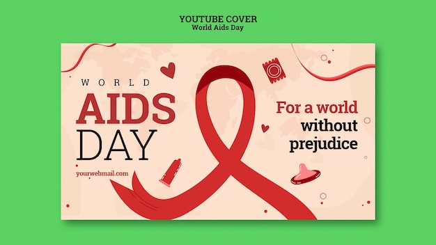 PSD grátis modelo de capa do youtube para o dia mundial da aids