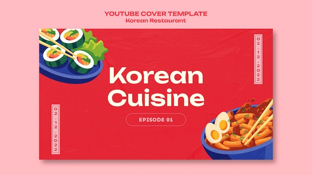 PSD grátis modelo de capa do youtube para restaurante coreano