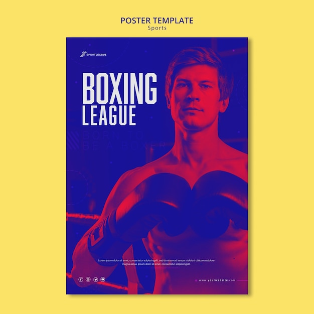 PSD grátis modelo de cartaz - atleta masculino de boxe