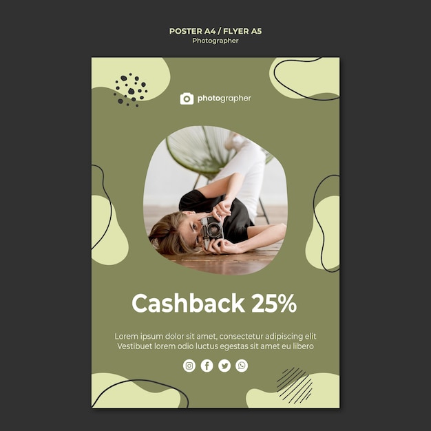 Modelo de cartaz - cashback do fotógrafo