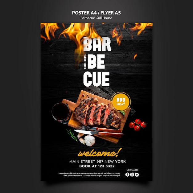 PSD grátis modelo de cartaz com churrasco