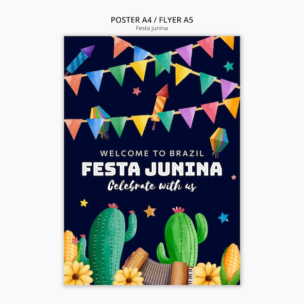 PSD grátis modelo de cartaz de comemoração de festas juninas