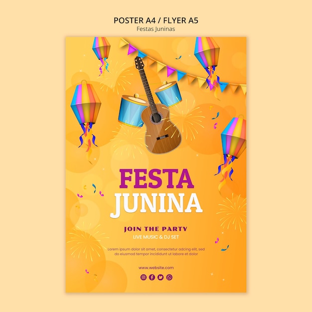 PSD grátis modelo de cartaz de comemoração de festas juninas