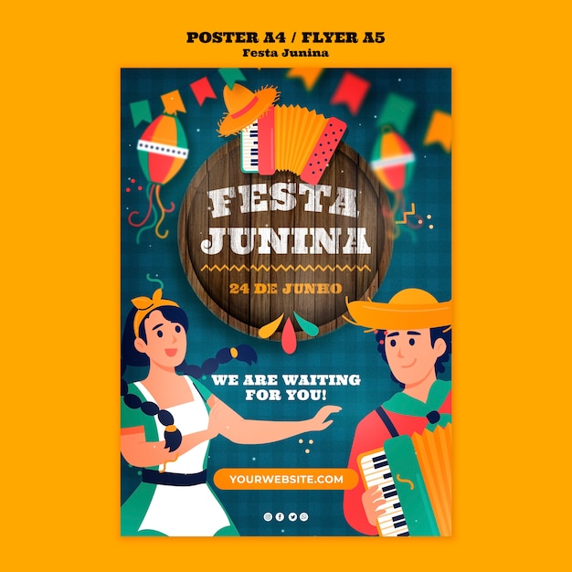 Modelo de cartaz de comemoração de festas juninas