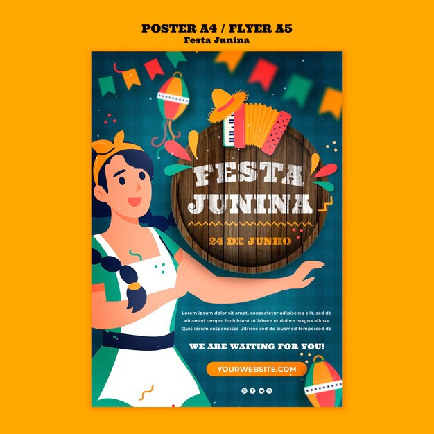 Modelo de cartaz de comemoração de festas juninas