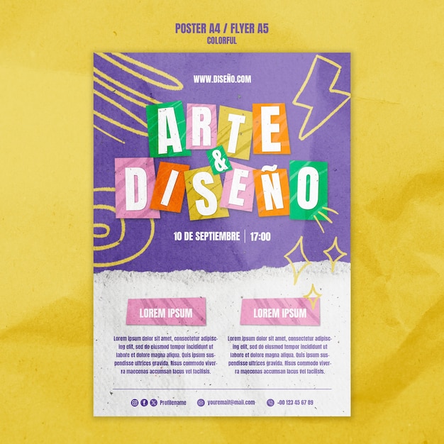 PSD grátis modelo de cartaz de evento colorido desenhado à mão