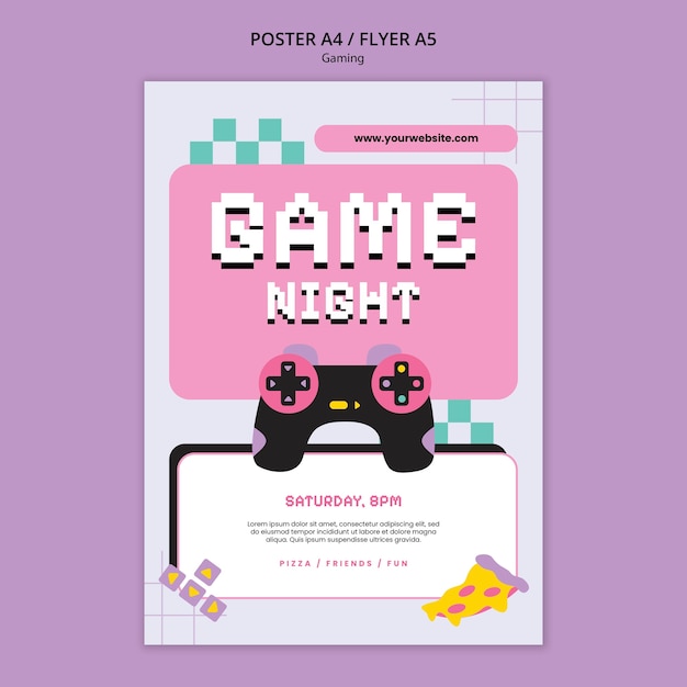 PSD grátis modelo de cartaz de jogo de design plano