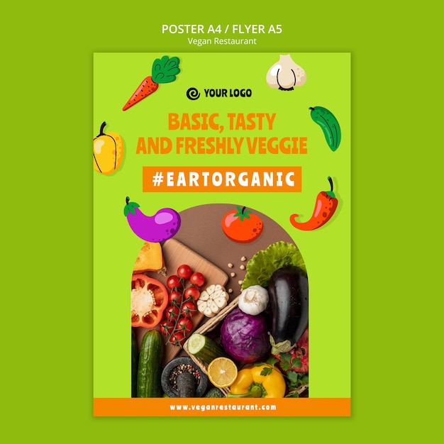 PSD grátis modelo de cartaz de restaurante vegano