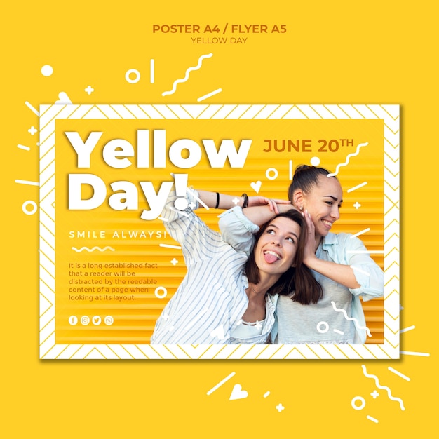 PSD grátis modelo de cartaz horizontal dia amarelo