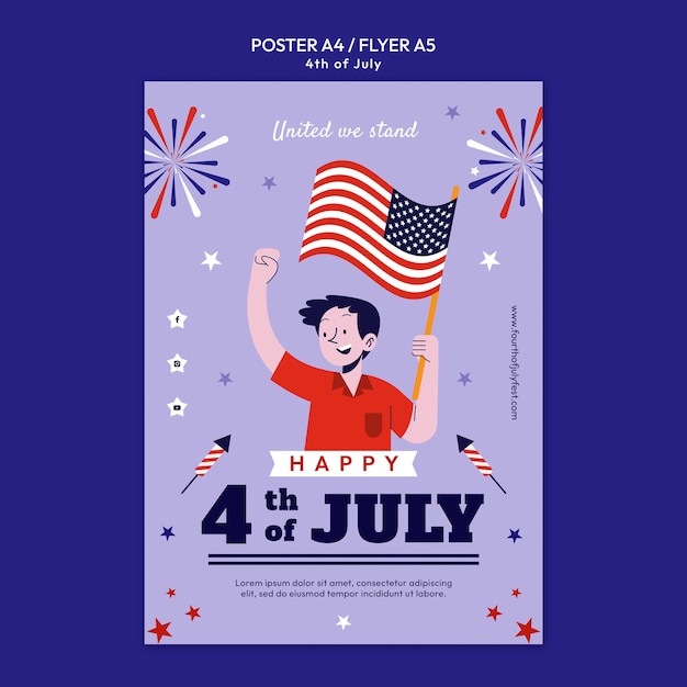 modelo de cartaz vertical de celebração de 4 de julho