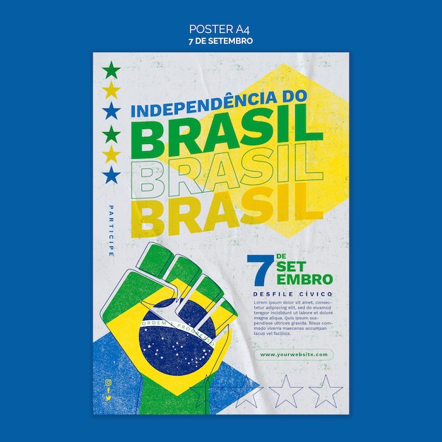 PSD grátis modelo de cartaz vertical para celebração do dia da independência do brasil