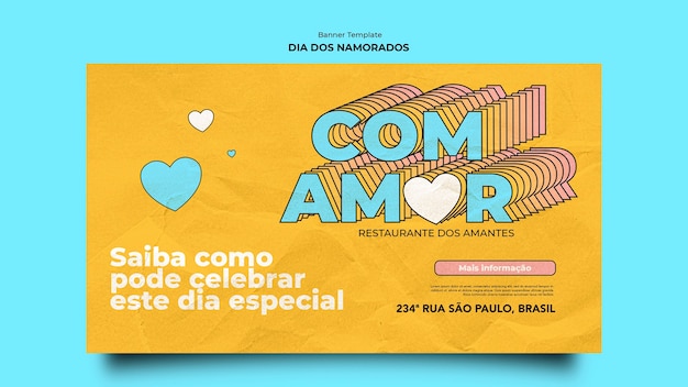 Modelo de design de banner de dia dos namorados