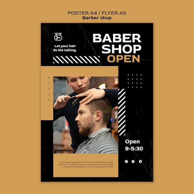 PSD grátis modelo de design de cartaz de barbearia