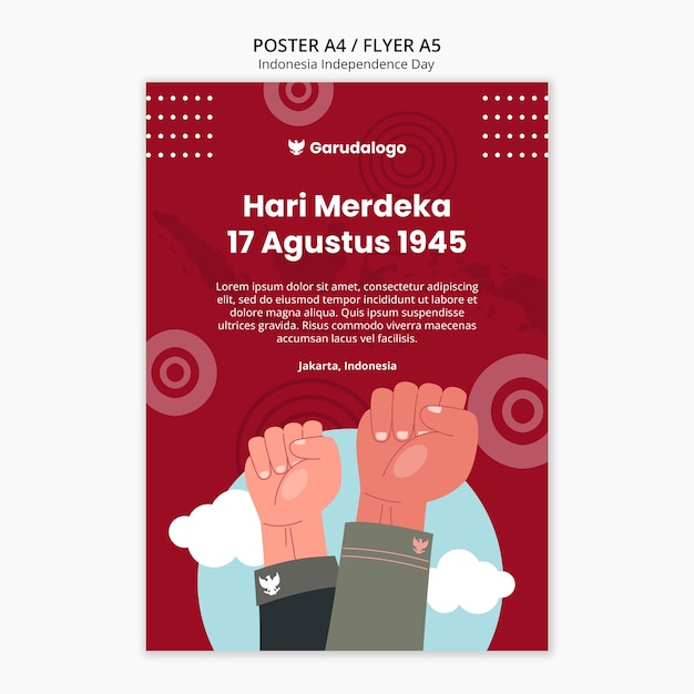 PSD grátis modelo de design de cartaz do dia da independência da indonésia