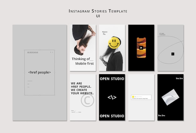 PSD grátis modelo de design de histórias do instagram de interface do usuário