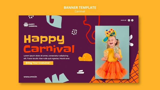 Modelo de design plano de banner de carnaval