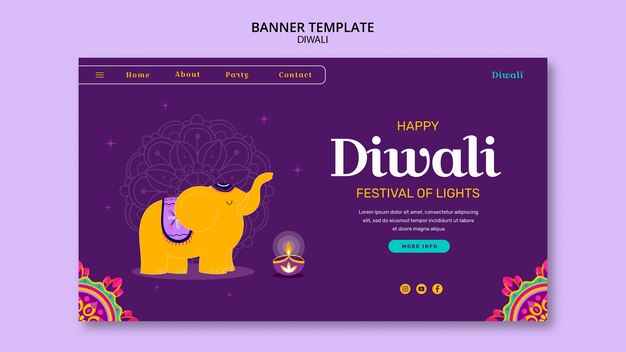 Modelo de diwali de design plano