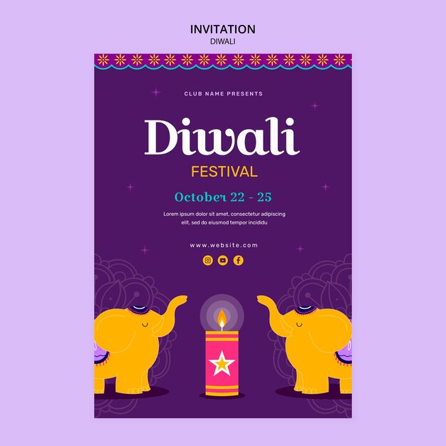 Modelo de diwali de design plano