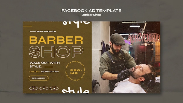 PSD grátis modelo de facebook de barbearia texturizado