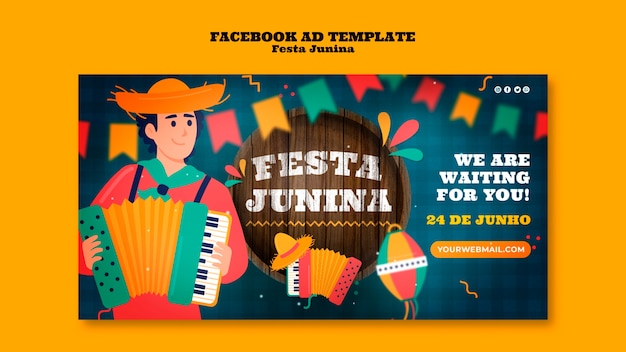 Modelo de facebook de celebração de festas juninas