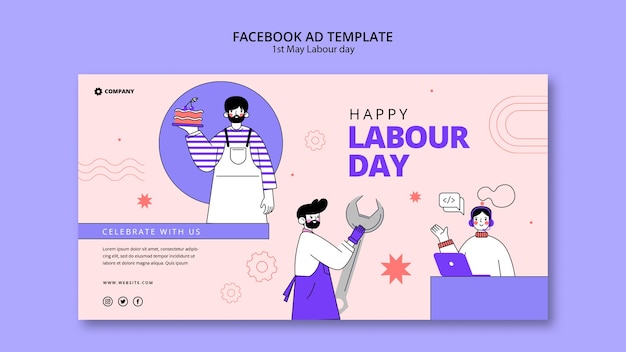 PSD grátis modelo de facebook de comemoração do dia do trabalho