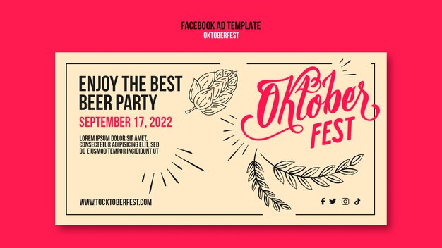 Modelo de facebook de design plano oktoberfest