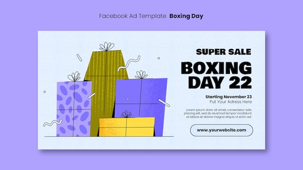 Modelo de facebook de dia de boxe desenhado à mão