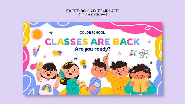 PSD grátis modelo de facebook de educação infantil de design plano