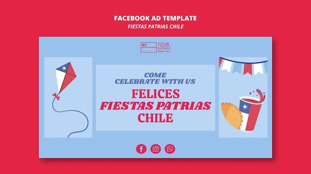 PSD grátis modelo de facebook de festas pátrias chile