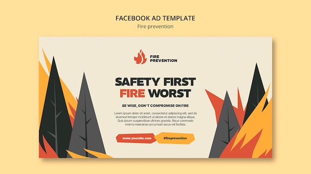 PSD grátis modelo de facebook de prevenção de incêndio de design plano