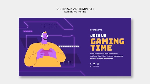 PSD grátis modelo de facebook de tempo de jogo desenhado à mão