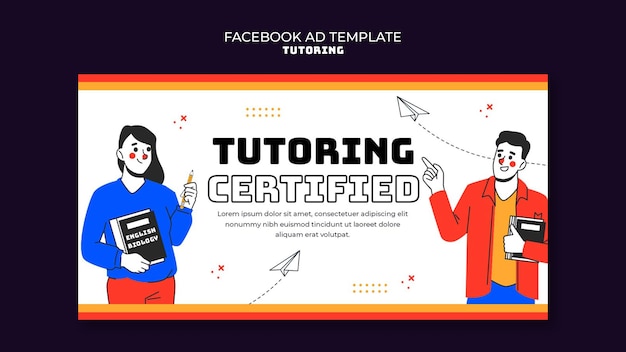 PSD grátis modelo de facebook de trabalho de tutoria de design plano