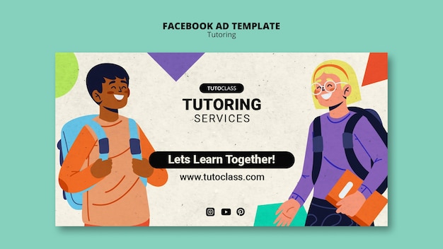 PSD grátis modelo de facebook de trabalho de tutoria de design plano