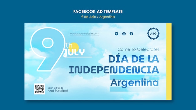 PSD grátis modelo de facebook do dia da independência da argentina