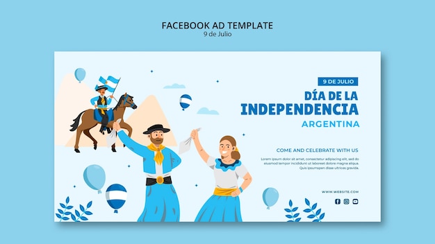 PSD grátis modelo de facebook do dia da independência da argentina