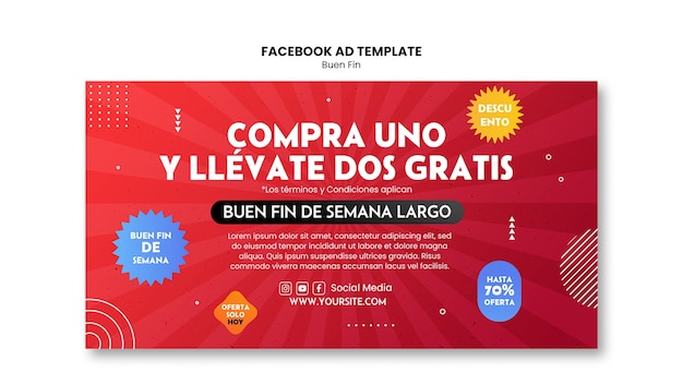 PSD grátis modelo de facebook do evento buen fin