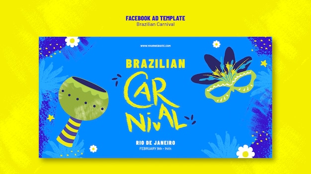 PSD grátis modelo de facebook para a celebração do carnaval brasileiro