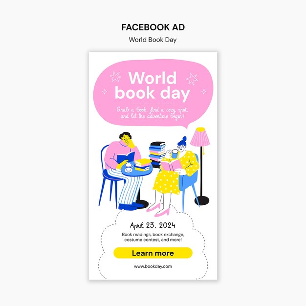 Modelo de Facebook para a celebração do Dia Mundial do Livro