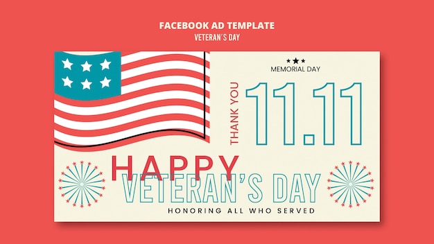 PSD grátis modelo de facebook para comemoração do dia dos veteranos