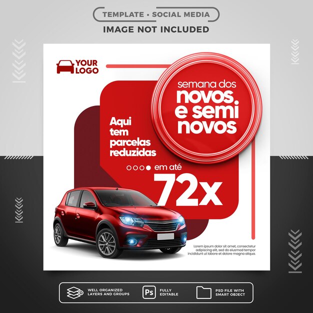 Modelo de feed de mídia social Agência de automóveis em oferta