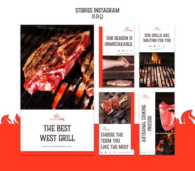 PSD grátis modelo de histórias do instagram com churrasco