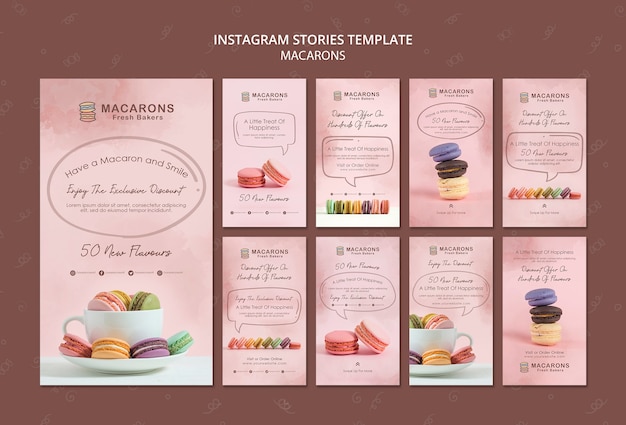 PSD grátis modelo de histórias do instagram de conceito de macarons