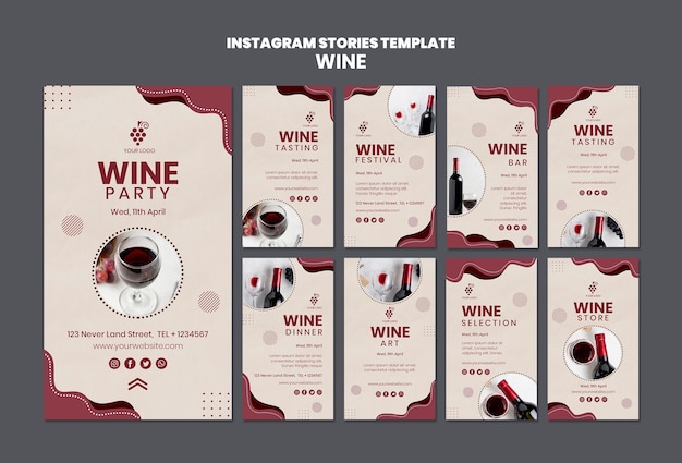 PSD grátis modelo de histórias do instagram de conceito de vinho